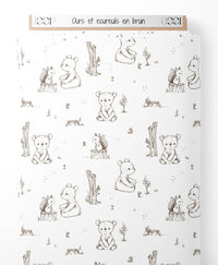 Tissu - Ours et écureuils en brun