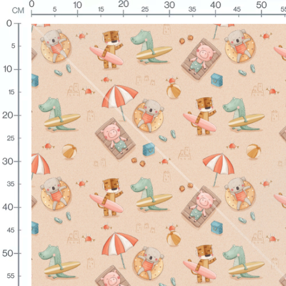 Tissu - Animaux sur la plage