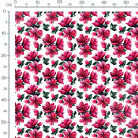 Tissu - Fleurs roses et feuilles vertes 7