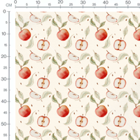Tissu - Pommes et tranches sur beige doux