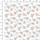 Tissu - Cochons licornes et étoiles