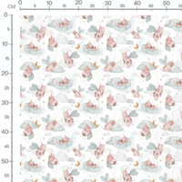 Tissu - Cochons licornes et étoiles