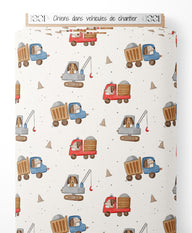 Tissu - Chiens dans véhicules de chantier