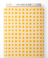 Tissu - Carrés jaunes sur beige