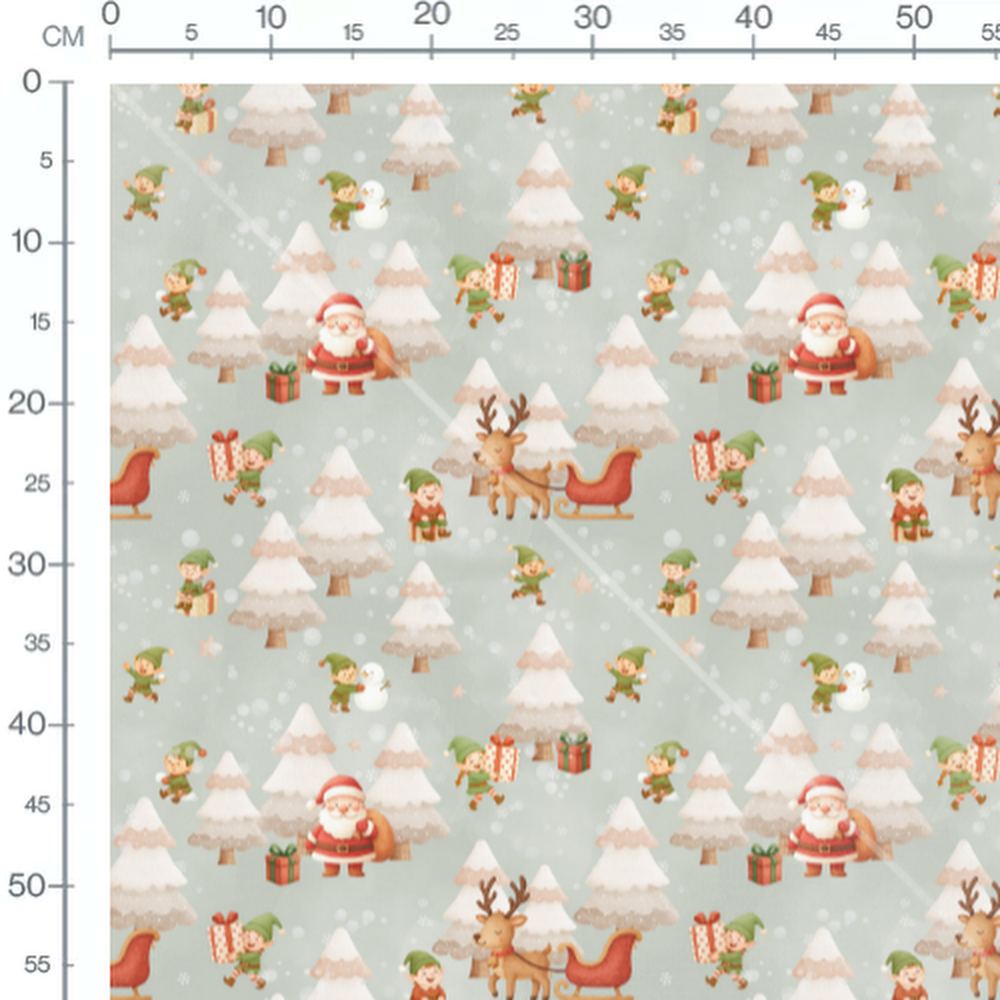 Tissu - Lutins et Noël enneigé