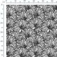 Tissu - Fleurs noires et blanches