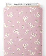 Tissu - Fleurs blanches et bourgeons