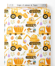 Tissu - Engins et animaux de Pâques