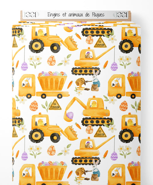 Tissu - Engins et animaux de Pâques