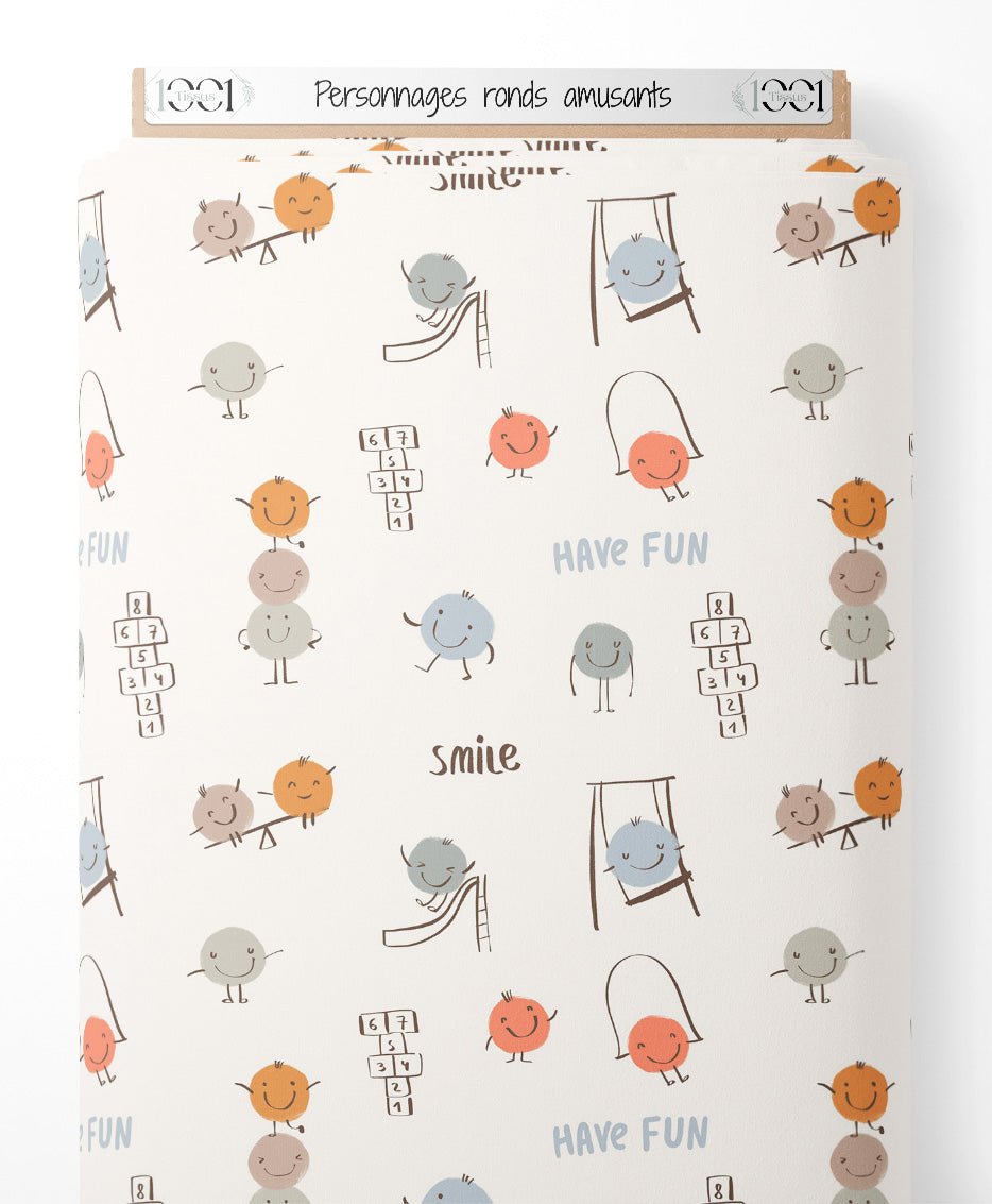 Tissu - Personnages ronds amusants