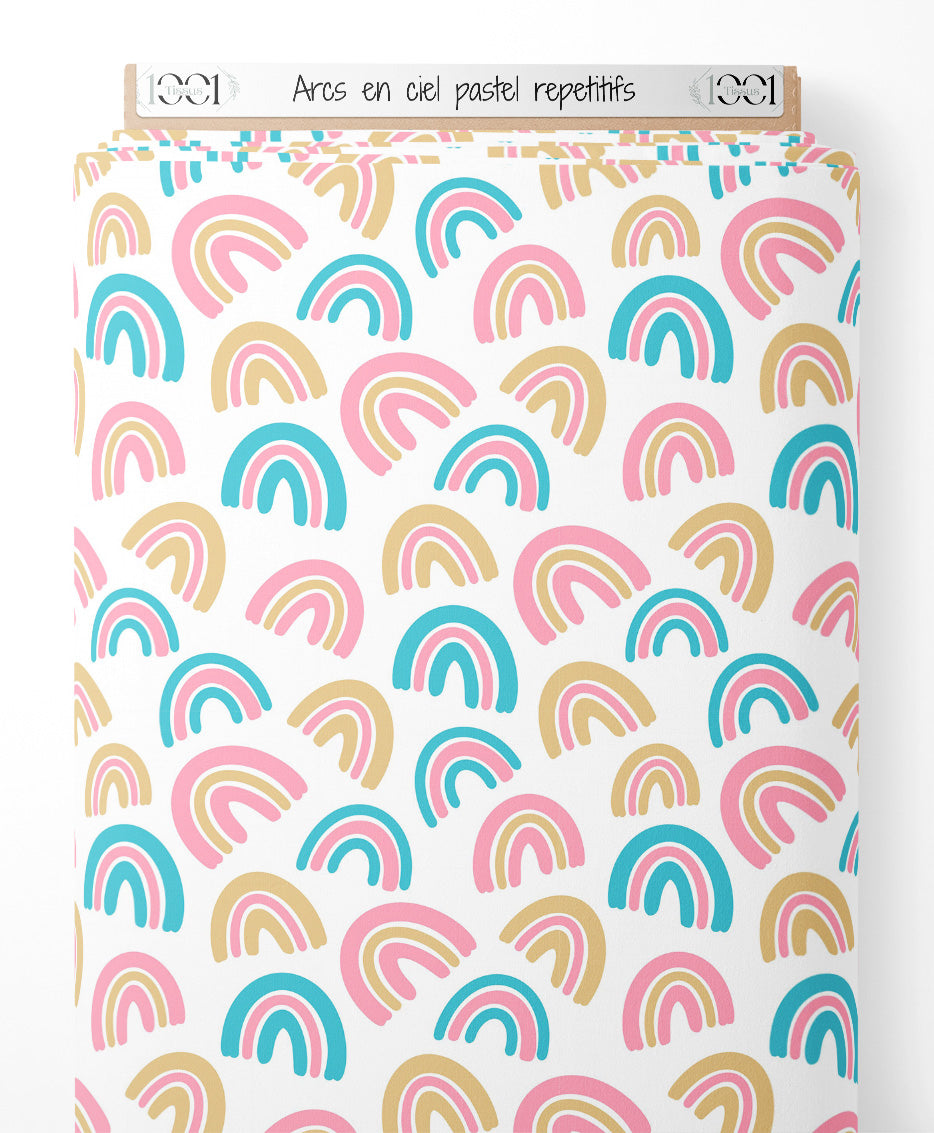 Tissu - Arcs-en-ciel pastel répétitifs