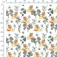 Tissu - Lions et feuillages exotiques