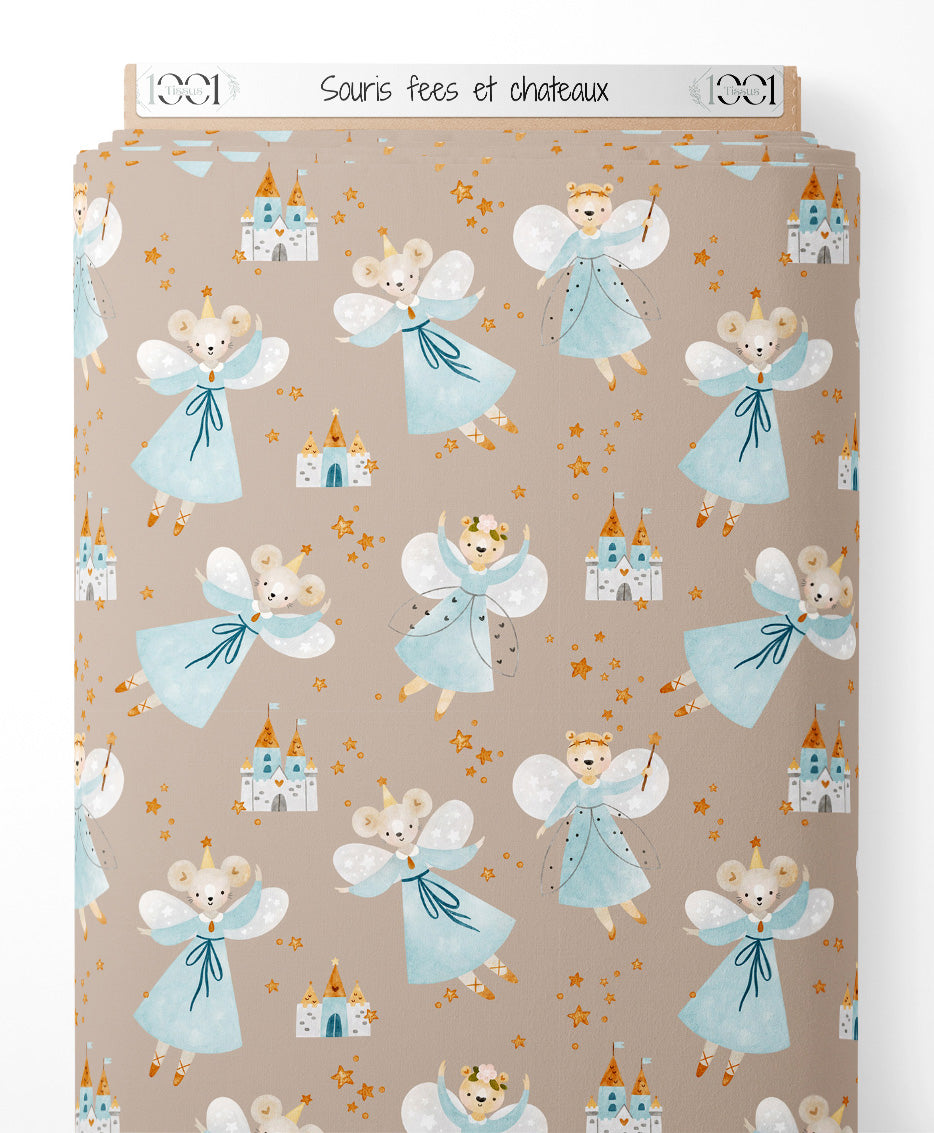 Tissu - Souris fées et châteaux