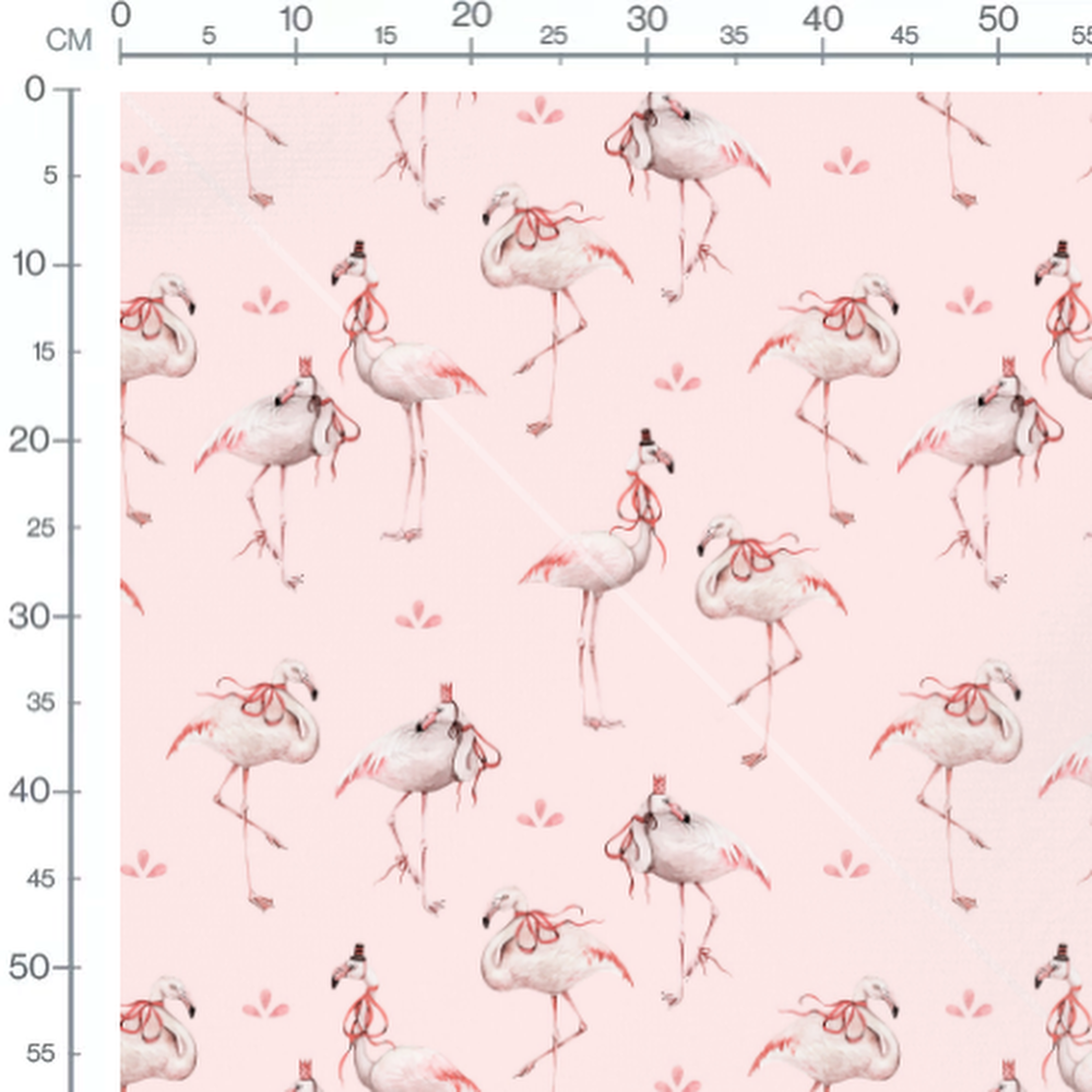 Tissu - Flamants roses couronnés rose