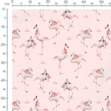Tissu - Flamants roses couronnés rose