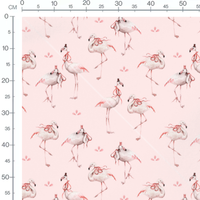 Tissu - Flamants roses couronnés rose