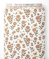 Tissu - Fleurs roses et papillons jaunes