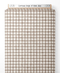 Tissu - Carreaux beige et blanc doux