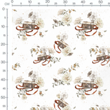 Tissu - Appareils photo et roses blanches