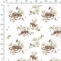 Tissu - Appareils photo et roses blanches