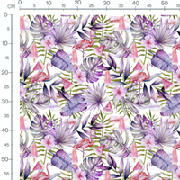 Tissu - Flamants roses et feuilles