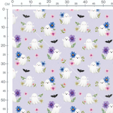 Tissu - Fantômes et fleurs colorées