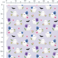 Tissu - Fantômes et fleurs colorées