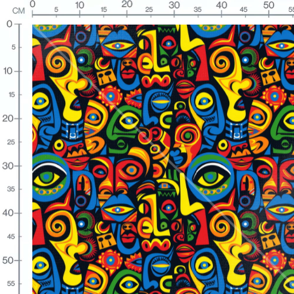 Tissu - visage abstrait africain