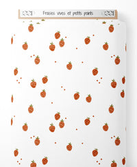 Tissu - Fraises vives et petits points