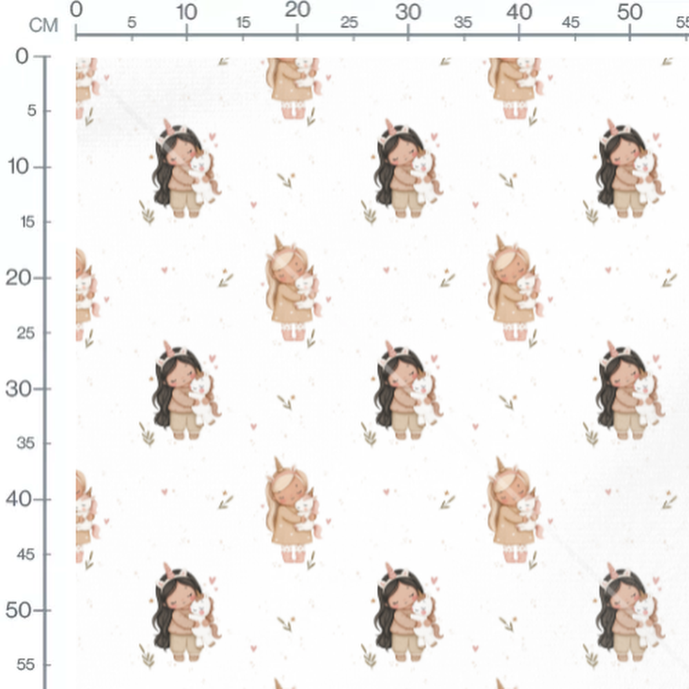 Tissu - Enfant câlinant licorne