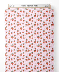 Tissu - Fraises aquarelle roses