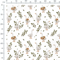 Tissu - Oies et feuillages verts