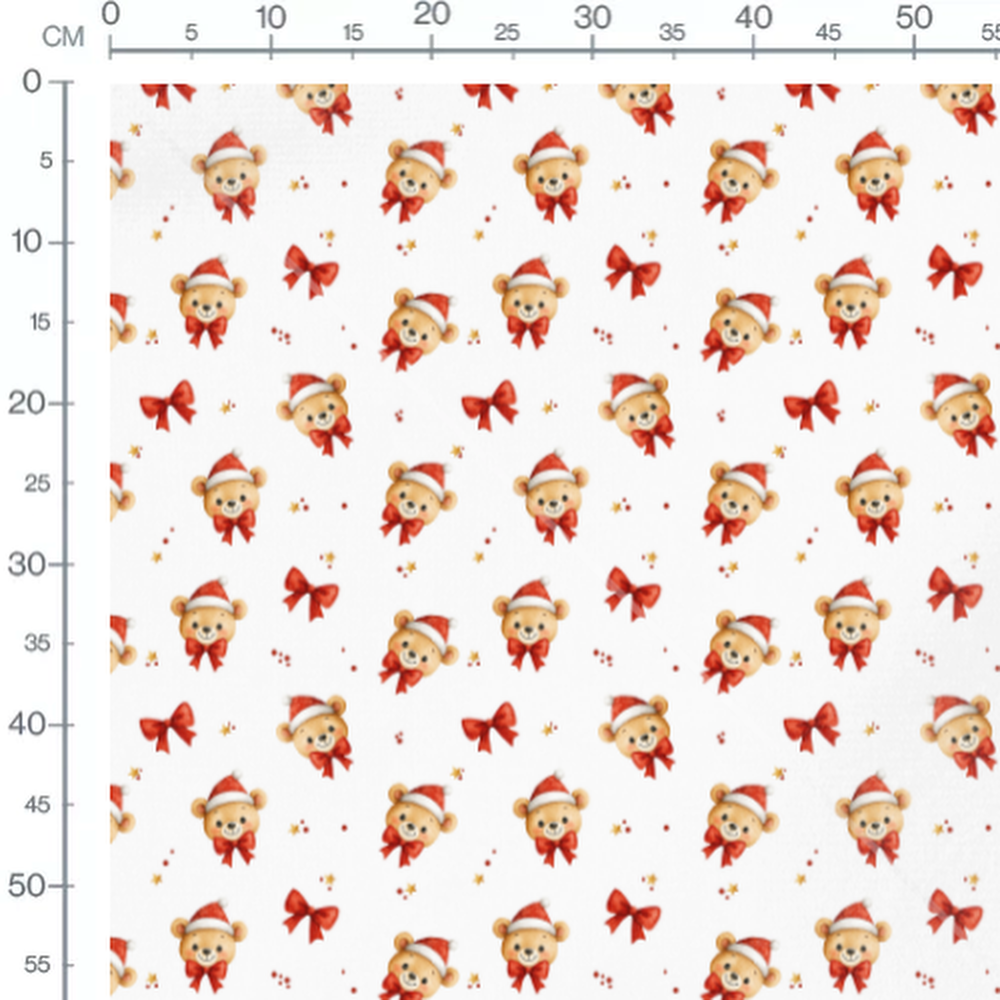 Tissu - Ours de Noël et nœuds