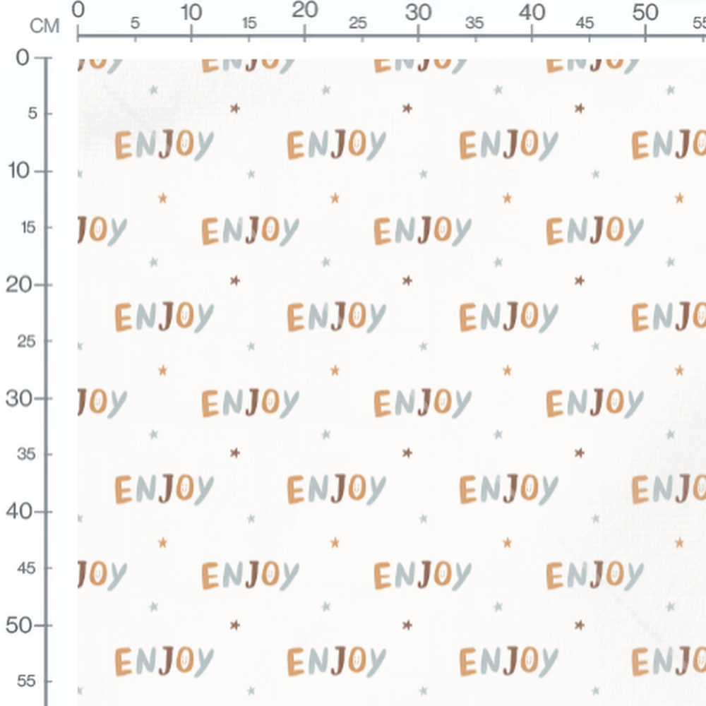 Tissu - Mot Enjoy avec étoiles