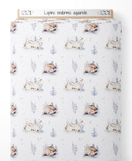 Tissu - Lapins endormis aquarelle