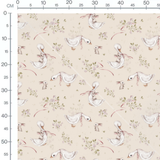 Tissu - Canards et lapins fleuris beige 3