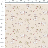 Tissu - Canards et lapins fleuris beige 3