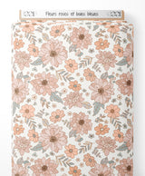 Tissu - Fleurs roses et baies bleues