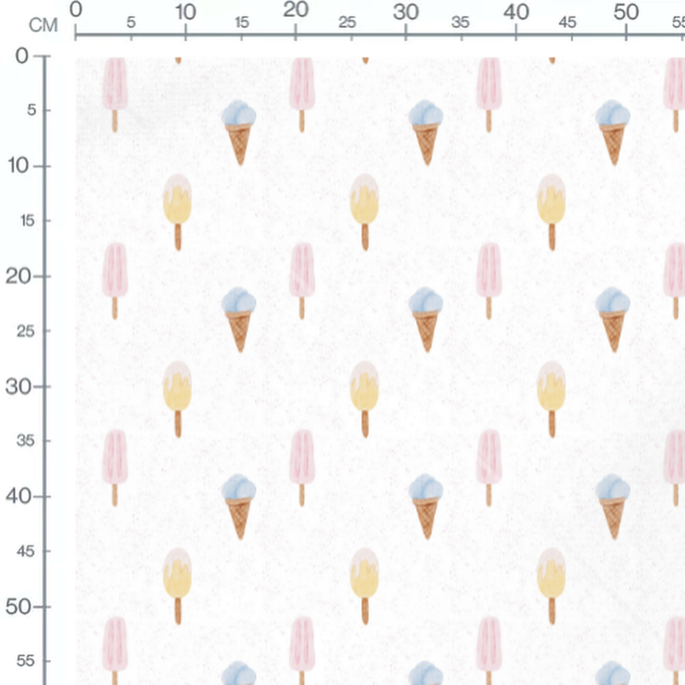 Tissu - Glaces pastel sur fond blanc