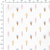 Tissu - Glaces pastel sur fond blanc