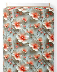 Tissu - 3D fleurs blanches