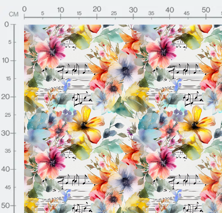 Tissu - Musique et fleurs 16