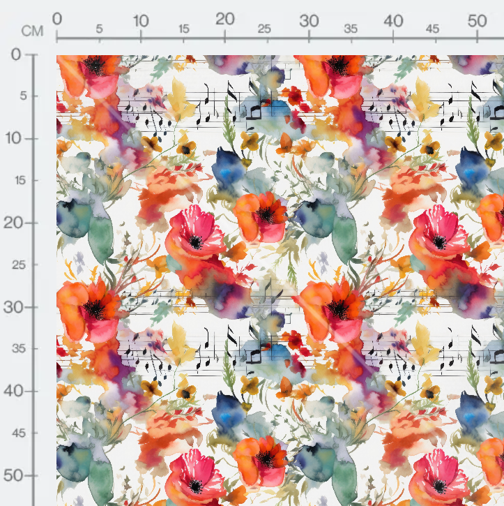 Tissu - Musique et fleurs 10