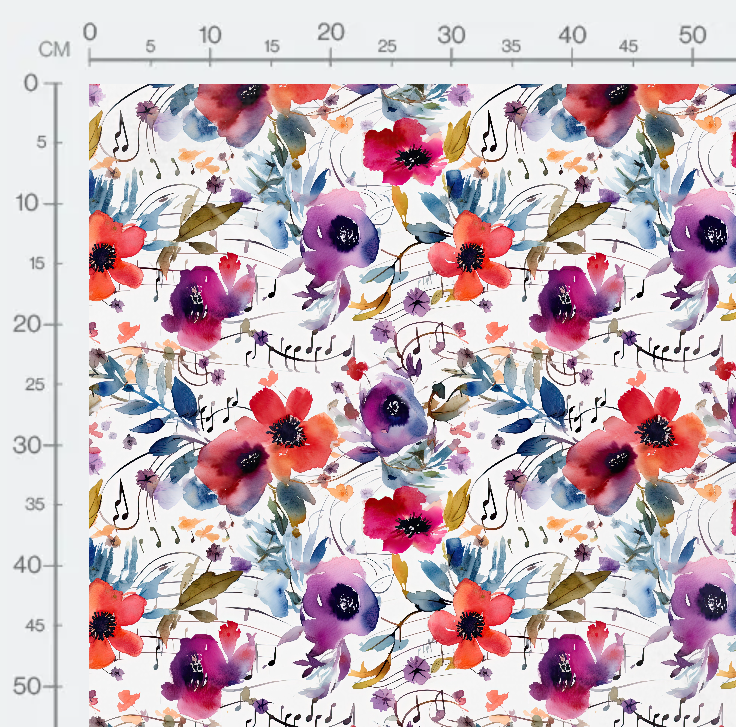 Tissu - Musique et fleurs 11
