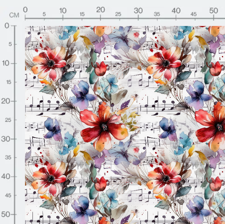 Tissu - Musique et fleurs 12