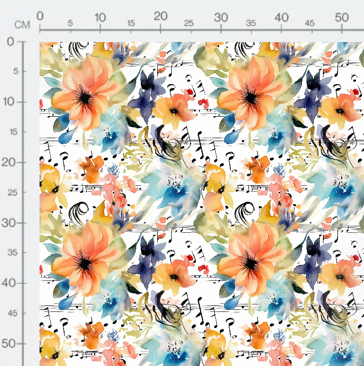 Tissu - Musique et fleurs 14