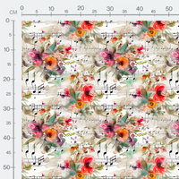 Tissu - Musique et fleurs 3
