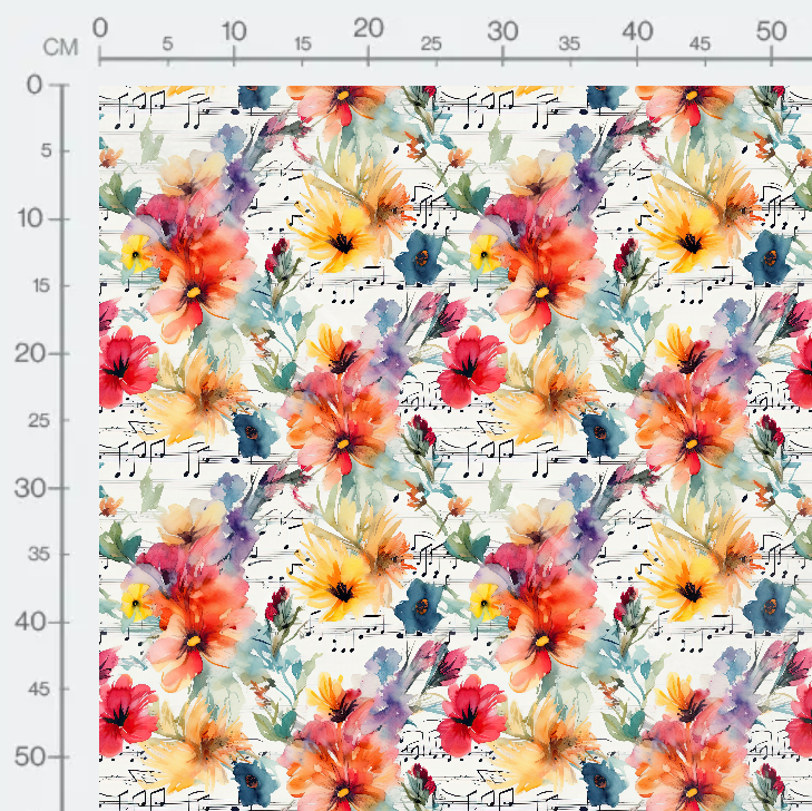 Tissu - Musique et fleurs 5