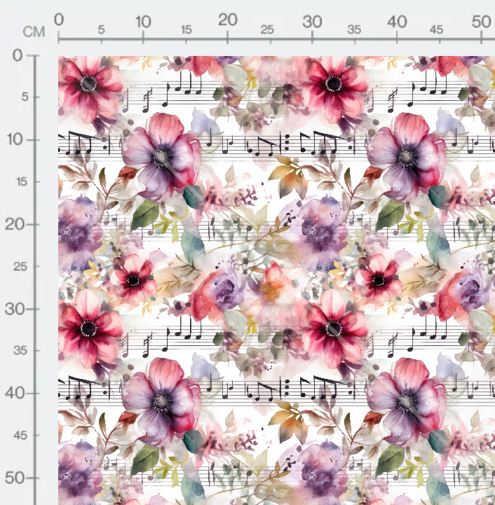 Tissu - Musique et fleurs 6