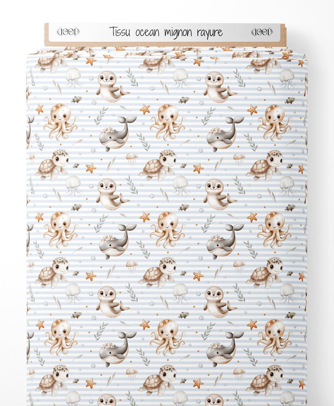 Tissu - océan mignon rayure